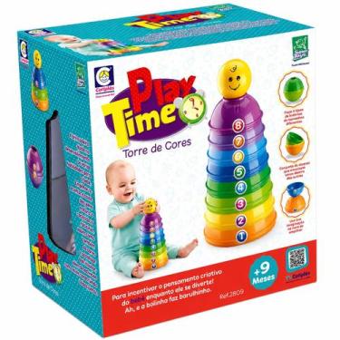 Imagem de Brinquedo Educativo Torre de Cores Para Empilhar Infantil - Cotiplás