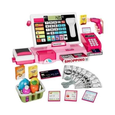 Imagem de Caixa Registradora De Brinquedo Infantil Com Calculadora Real Para Bri