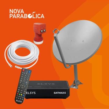 Imagem de Kit Nova Parabólica, 1 Receptor Elsys Satmax + Antena Ku + Lnbf Duplo 