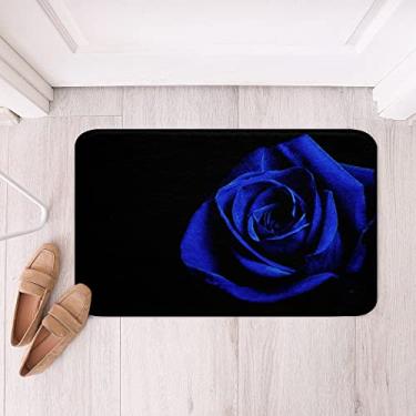Imagem de Tapete de banheiro 3D rosa azul estampa floral tapete antiderrapante padrão floral tapete de banheiro absorvente tapete para banheiro ultra macio lavável na máquina 50,8 x 81,2 cm
