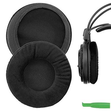 Imagem de Geekria Almofadas auriculares confortáveis de veludo para fones de ouvido ATH-AD1000x/AD2000x/AD900x/AD700x/AD500x, A500/A500x/A700/A900x, peças de reparo (preto)