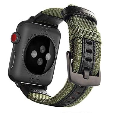 Imagem de Pulseira Tour Nylon LTIMPORTS, compativel com Apple Watch 42mm Series 11/10, 41mm Series 9/8/7, 40mm Series 6/5/4/SE e Apple Watch 38mm Series 3/2/1 (Verde Militar)