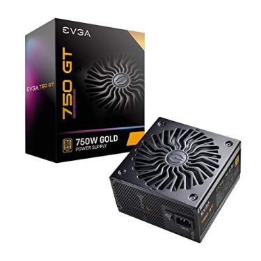 Imagem de EVGA 750 GT, 80 Plus Gold 750W, totalmente modular, modo ecológico automático com ventilador FDB, capacitores 100% japoneses, garantia de 7 anos, inclui autotestador liga/desliga, tamanho compacto de