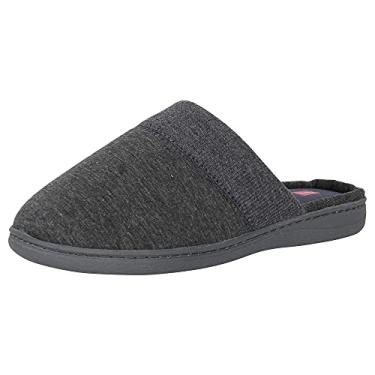 Imagem de Hanes Pantufa feminina confortável de algodão com espuma viscoelástica e sola antiderrapante, Carvão/Azul, X-Large