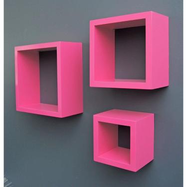 Imagem de Nicho Decorativo Mdf Kit 3 Unidades - Cor Rosa 