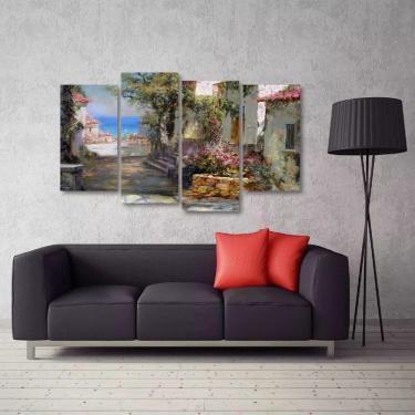Imagem de Quadro Decorativo Paisgem Sala Quarto Em Tecido 4 Peças 1