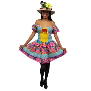 Imagem de Vestido Festa Junina Rodado Caipira Adulto Florisbela