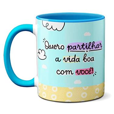 Imagem de Caneca Flork Meme Namorados No Balão A Vida É Boa Com Você (Azul)