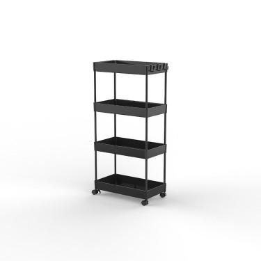 Imagem de Estante Multiuso com Rodas 4 Níveis Preto Just Home Collection