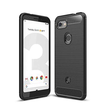 Imagem de YUNCHAO Caixa de telefone Textura escovada Caixa TPU à prova de choque de fibra de carbono para Google Pixel 3 Lite capa para celular