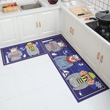 Imagem de Tapete de cozinha Tapetes de conforto 2 peças de couro à prova d'água à prova de óleo conjunto de tapetes antiderrapantes tapete acolchoado antifadiga 20x31 polegadas + 20x47 polegadas