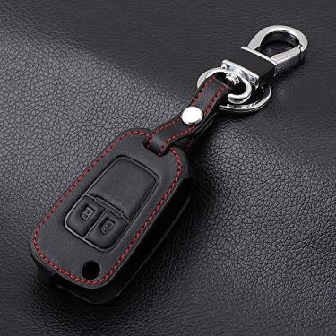 Imagem de CSHU Porta-chaves do carro capa porta-chaves Porta-chaves com anel, adequado para Chevrolet Cruze Aveo Trax Opel Astra Corsa Meriva Zafira Antara J Mokka Insignia, 2 botões