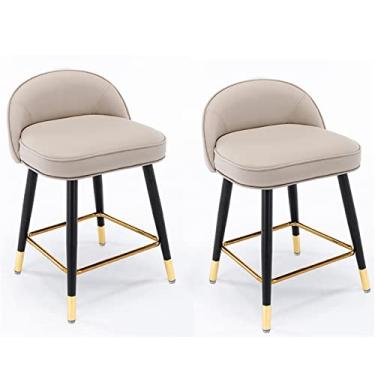 Imagem de Bancos de Couro Balcão Island Bar Cadeiras Conjunto de 2 Bancos com Encosto e Apoio para Os Pés, Bancos de Bar com Altura de Balcão, para Pub Coffee Home Dinning Kitchen, Peso 440 LBS
