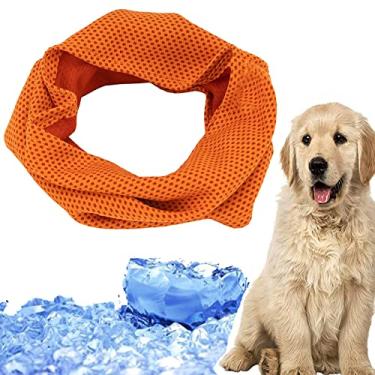 Imagem de Bandana refrescante para cães de verão gola de gelo para animais de estimação respirável cachecol frio instantâneo leve babador pescoço para cães pequenos médios grandes, laranja, M (pescoço: 45cm)