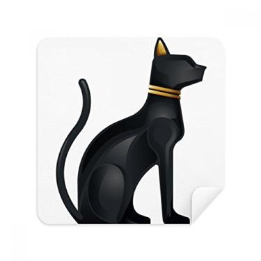 Imagem de Antigo Egito abstrato gato preto padrão óculos pano limpador de tela tecido camurça pacote com 2