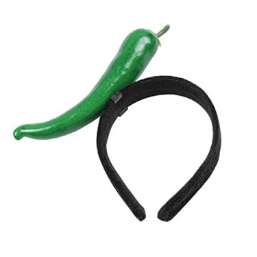 Imagem de Holiday Chili Green Photo Pimenta Decorativa Design Engraçado Forma Simulação de Noiva Masculino Faixa de Cabelo Pelúcia Artificial Casamento Faixa de Cabelo All-Match Face Festa Frutas