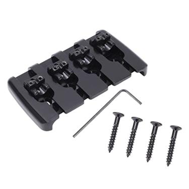 Imagem de Guitar Bridge, Guitar Tailpiece 4 String Metal Tailpiece Instrument Accessory Set Kit Electric Guitar Replacement for Bass Black