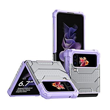 Imagem de Capa dobrável antiderrapante antiderrapante para Samsung Galaxy Z Flip3 5G Flip 3 Capa de telefone ultrafina para capas Samsung Z Flip 3, roxa, para galaxy Z flip 3