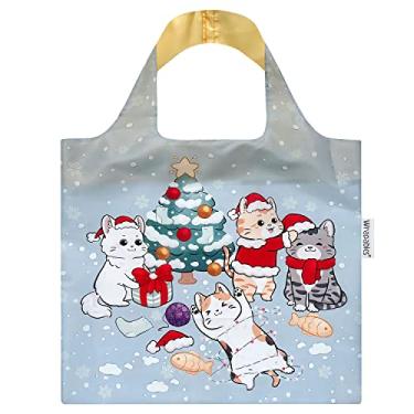 Imagem de Wrapables Bolsa de compras reutilizável da coleção AllyBag de Natal, Luz de Natal para gatinhos, One Size, Bolsa de compras reutilizável da coleção Allybag de Natal