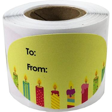 Imagem de Adesivos de etiqueta de presente de feliz aniversário para presentes 4 designs diferentes 3,8 x 6,3 cm, 100 etiquetas adesivas em um rolo