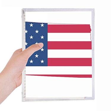 Imagem de Caderno em forma de bandeira de listras do mapa dos EUA da Dakota do Norte com folhas soltas e diário recarregável