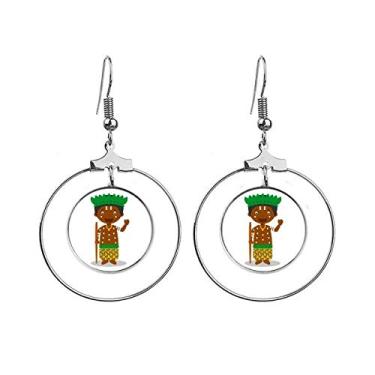 Imagem de Brincos de argola pendentes pretos com desenho do Congo Art Déco para presente fashion