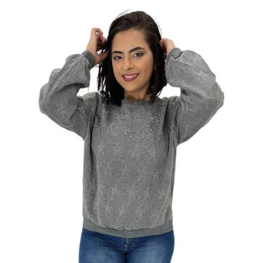 Imagem de Blusa Casaco Manga Longa Moletinho Feminina Sem Capuz Basica-Feminino