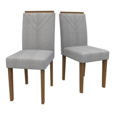 Imagem de Kit 2 Cadeiras De Jantar Amanda Linho Imbuia Cinza Bnn Decor - New Cev