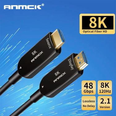 Imagem de Anmck-Cabo de fibra óptica HD compatível com HDMI  Ultra HD  suporta 48Gbps com áudio e cabo
