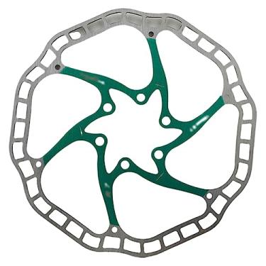Imagem de SHOUCAN Rotores de bicicleta de aço de freio a disco de 160 mm, freio a disco de mountain bike com 6 parafusos para a maioria das bicicletas de estrada, verde