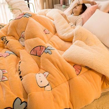 Imagem de Edredom de penas de cordeiro quente no inverno Edredom duplo ultra grosso de lã antialérgica Cobertor de cama macio de lã luxuoso e reversível para quarto de casa primavera outono, 11.180 x