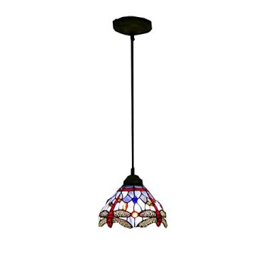 Imagem de Luminária pendente estilo tiffany, vidro manchado, libélula roxa, 8 espaços, abajur, lustre vintage para cozinha, ilha, quarto, corredor Atmosphere