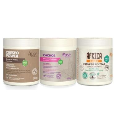 Imagem de Kit Cronograma Capilar Ativador de Cachos 500g Creme de Pentear África Baoba e Crespo Power 500g cada - 3 itens