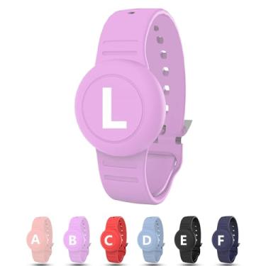 Imagem de Pulseira à prova d'água para AirTag Kids, suporte oculto personalizado com letra inicial compatível com Air Tag, capa de silicone para AirTag, rastreador GPS antiperda ajustável para crianças pequenas