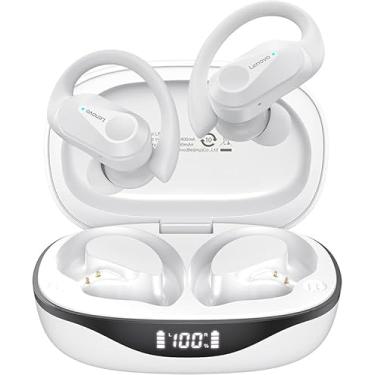 Imagem de Fone De Ouvido Bluetooth Sem Fio LEN0V0 thinkplus LP75 | Bluetooth 5.3 | Com Gancho | Microfones TWS | Esportivo | HiFi Estéreo | Impermeável | Cancelamento De Ruído (Branco)