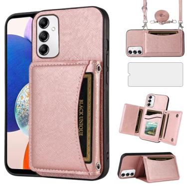 Imagem de Asuwish Capa de telefone para Samsung Galaxy A14/M14 5G Capa carteira com protetor de tela de vidro temperado e suporte para cartão, slot de couro PU, acessórios para celular A 14 4G 14 A 14 M G5