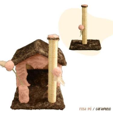Imagem de Arranhador Casa Para Gatos Sem Rede Poste Sisal Cara de Gato Brinquedo