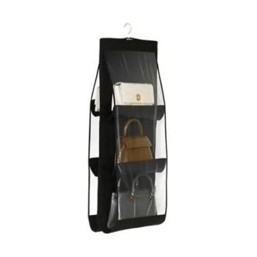 Imagem de Organizador De Bolsas Para Cabide PVC/TNT 6 Divisorias - Clink, Preta