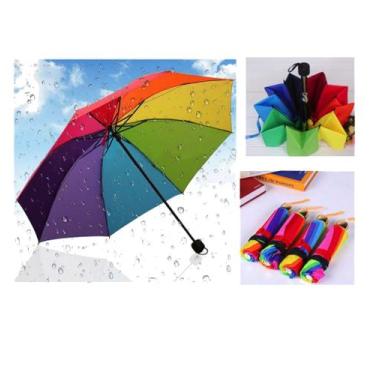 Imagem de Guarda Chuva Sombrinha Arco Íris - Dobrável 10 Varetas - L&Q