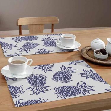 Imagem de Jogo Americano Abacaxi Az 6 Peças 30x40 Base Emborrachada - Style Braz