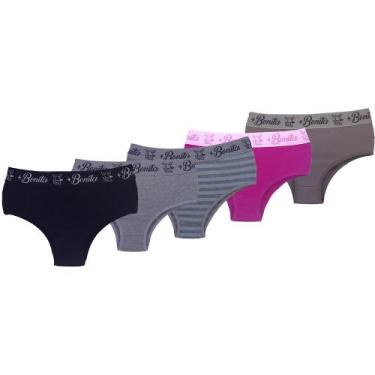 Imagem de Kit com 5 Calcinhas Caribe Algodão Penteado - Click Mais Bonita, M, So