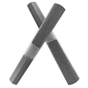 Imagem de Cionyce Pacote com 2 limas de madeira de 4 vias, lixa manual de aço carbono e raspa redonda, lima plana e de agulha meio redonda, lixa de metal para afiar ferramentas de madeira e metal