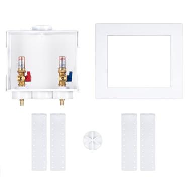 Imagem de Oatey 38542 Quadtro F1807 PEX Peça de cauda, giro de 0,63 cm com martelo de água, cubo de 5 cm, caixa de saída de latão para máquina de lavar