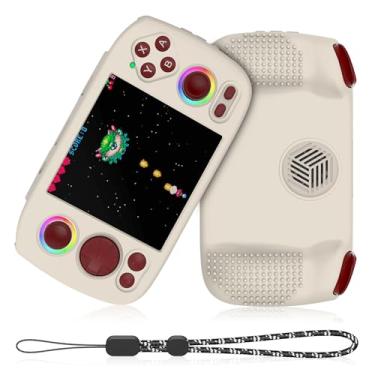 Imagem de SKRVGOJFG Capa de silicone para cubo RG Cube, antiderrapante, à prova de choque, capa protetora macia para console de jogos portátil Anbernic RG Cube com cordão - branca