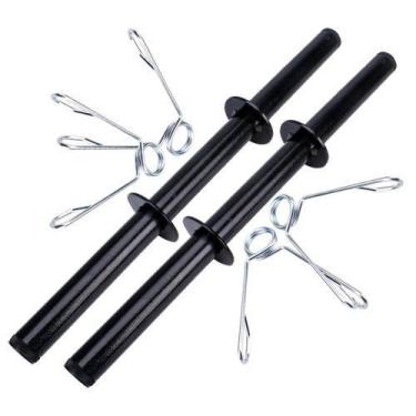 Imagem de Par Barra Oca De 40 Cm + 4 Presilhas De Anilha Para Academia Halteres 