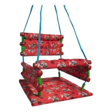 Imagem de Balanço Infantil Para Crianças Em Madeira E Tecido Desenhado - Paco Ba