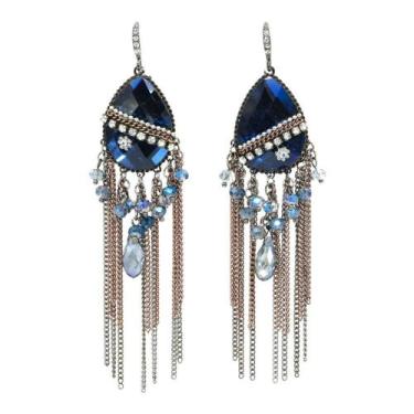 Imagem de Brinco Strass Gota Franjas BC3894 - Akasaki, Azul