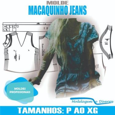 Imagem de Molde macaquinho jeans, modelagem&diversos, p-xg, correios
