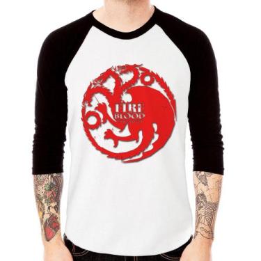 Imagem de Camiseta Raglan Fire and Blood Targaryen Manga 3/4 - Foca na Moda, Bra