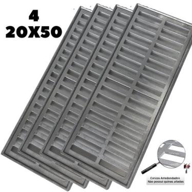 Imagem de Grelha Linear 20x200 Alumínio com Suporte Quintal em 4 módulos de 50cm